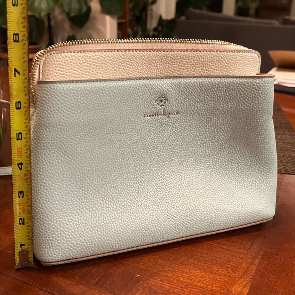 Nanette Lepore Cream and Light Blue Crossbody Bag